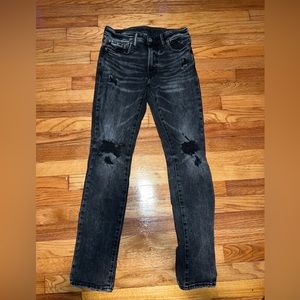 Mens American Eagle Biker Ripped Jeans Black size 30x32